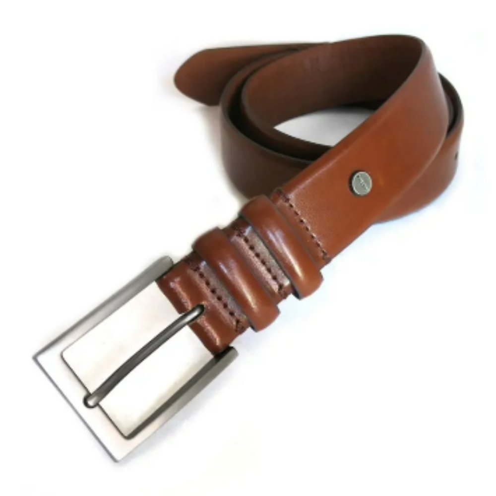 Authentic BOCONI Double Loop Leather Belt